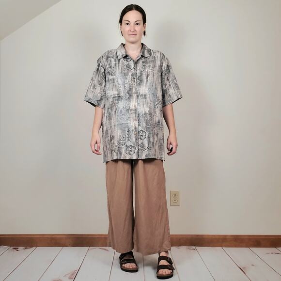 Batik Bay Silk Hawaiian Shirt Olive Cream Medium - Picture 3 of 11